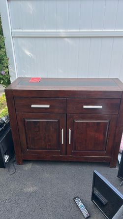 Dark Wood Drawers  Cabinet with glass