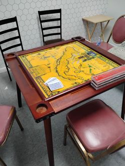 Domino's table with play card top. / Both