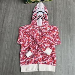 Pink ABC CAMO SHARK BAPE HOODIE 2.0 DOUBLE HOODIE VERSION ! 