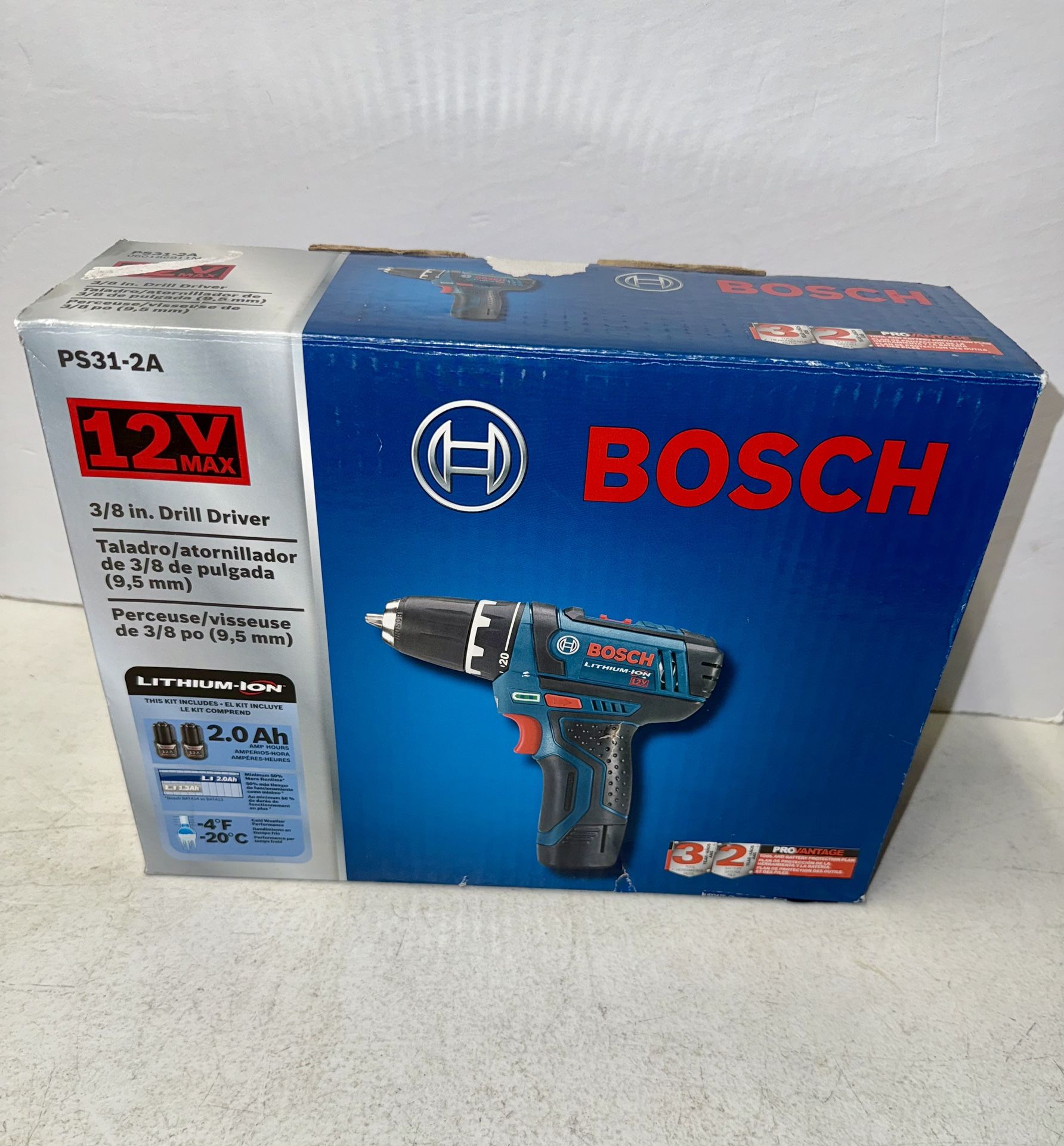 Bosch PS31-2A. 12v Cordless Drill Driver With 2 Batteries, Charger and Storage Bag
