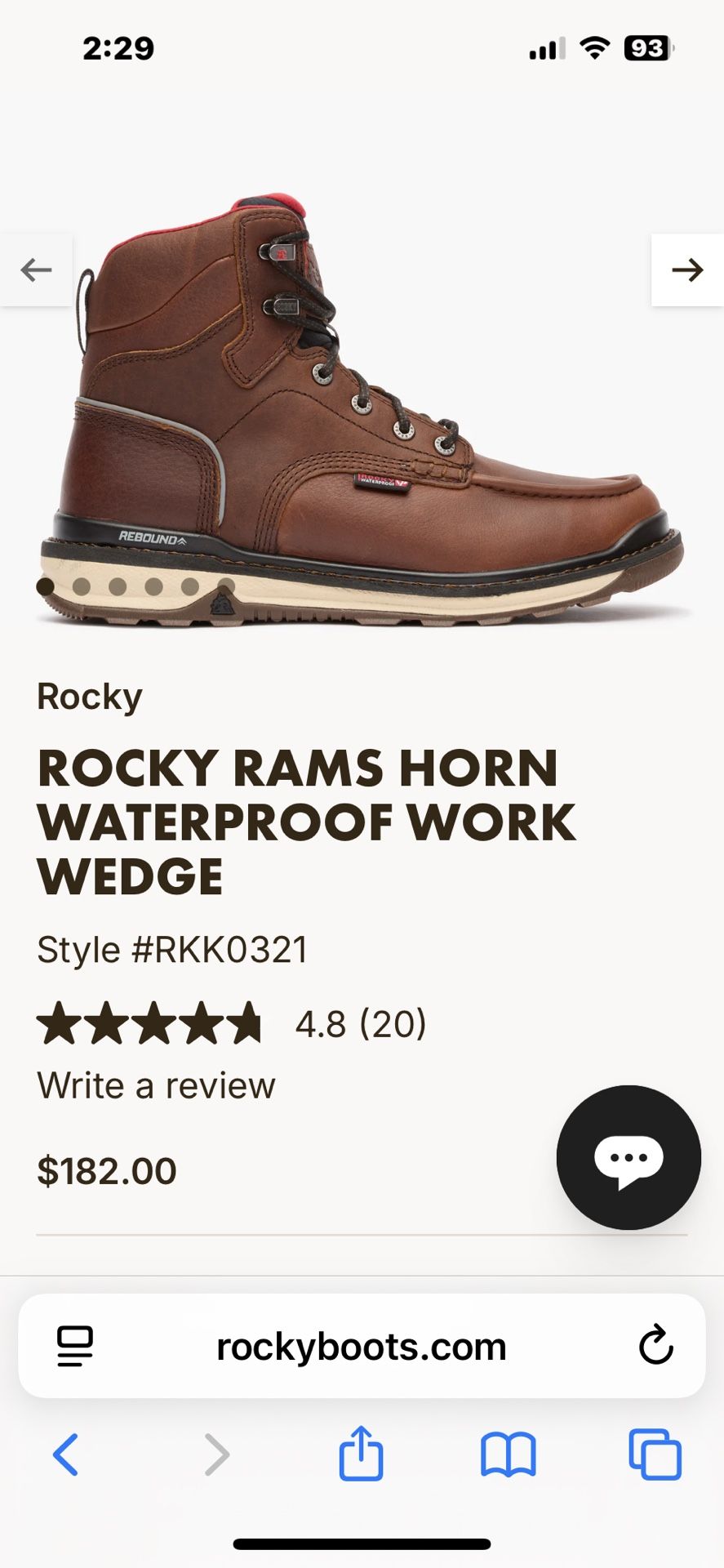 rocky rams horn 9.5 mens $160 obo