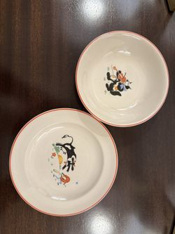 Vintage Salem China Co Hey Diddle Diddle Nursery Rhyme Plate and Bowl