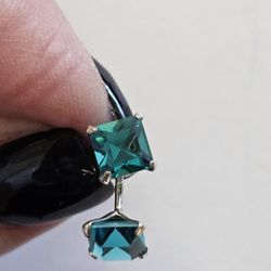 925 sterling silver turquoise square cubic zirconia stud earrings, .25". NWT