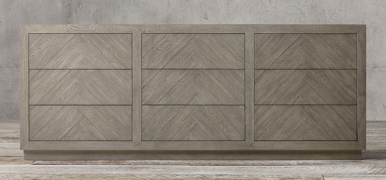 Restoration Hardware 9 Drawer Herringbone Dresser