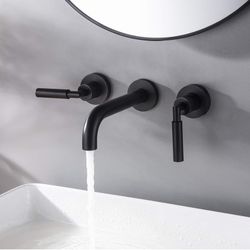 RBROHANT Matte Black Wall Mount Bathroom Faucet - Heavy Duty - New 