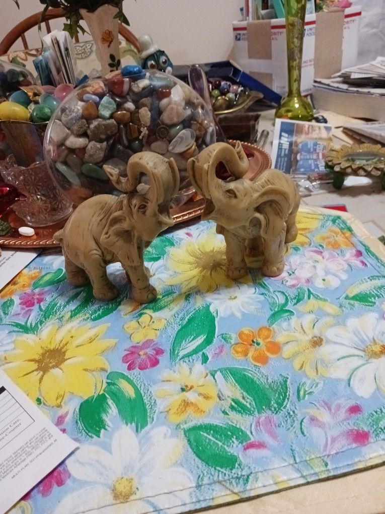 Hard Resin 1960s Elephants