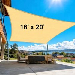 16 x 20 Sun Shade Rectangular Sun Sail Sun Screen Beige 16x20