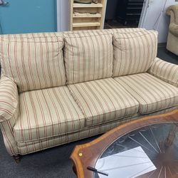 Tan Red Pinstripe 3-Seat Living Room Sofa Couch $200