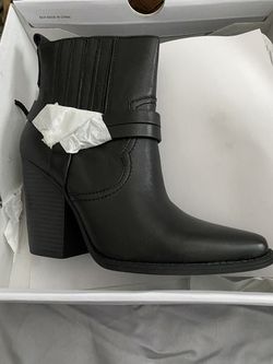 Aldo New Black Leather Ankle Boots Size 8