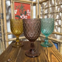 Vintage Glass Goblets - Mixed Colors 6 Available