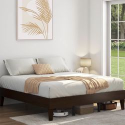 King sized bed frame / wooden bed frame / minimalist bed frame / dark walnut bed frame