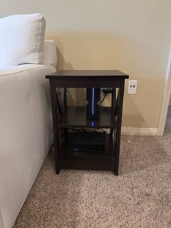 Espresso Open End Table with 2 Shelves