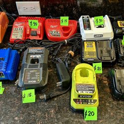 Assorted Battery Chargers, FIRM ON PRICES, Pick Up In Fife