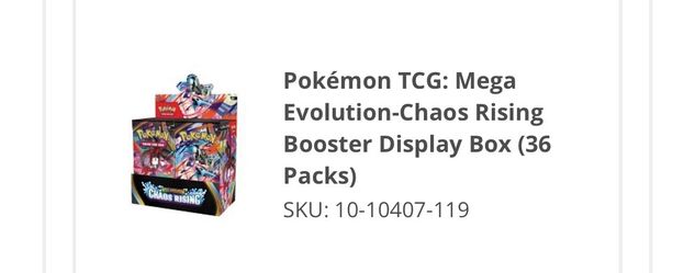 Pokemon Center Chaos Rising Booster Box 36pk