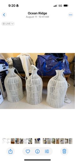 White Rattan Mona Pendant Lights - Set of 3