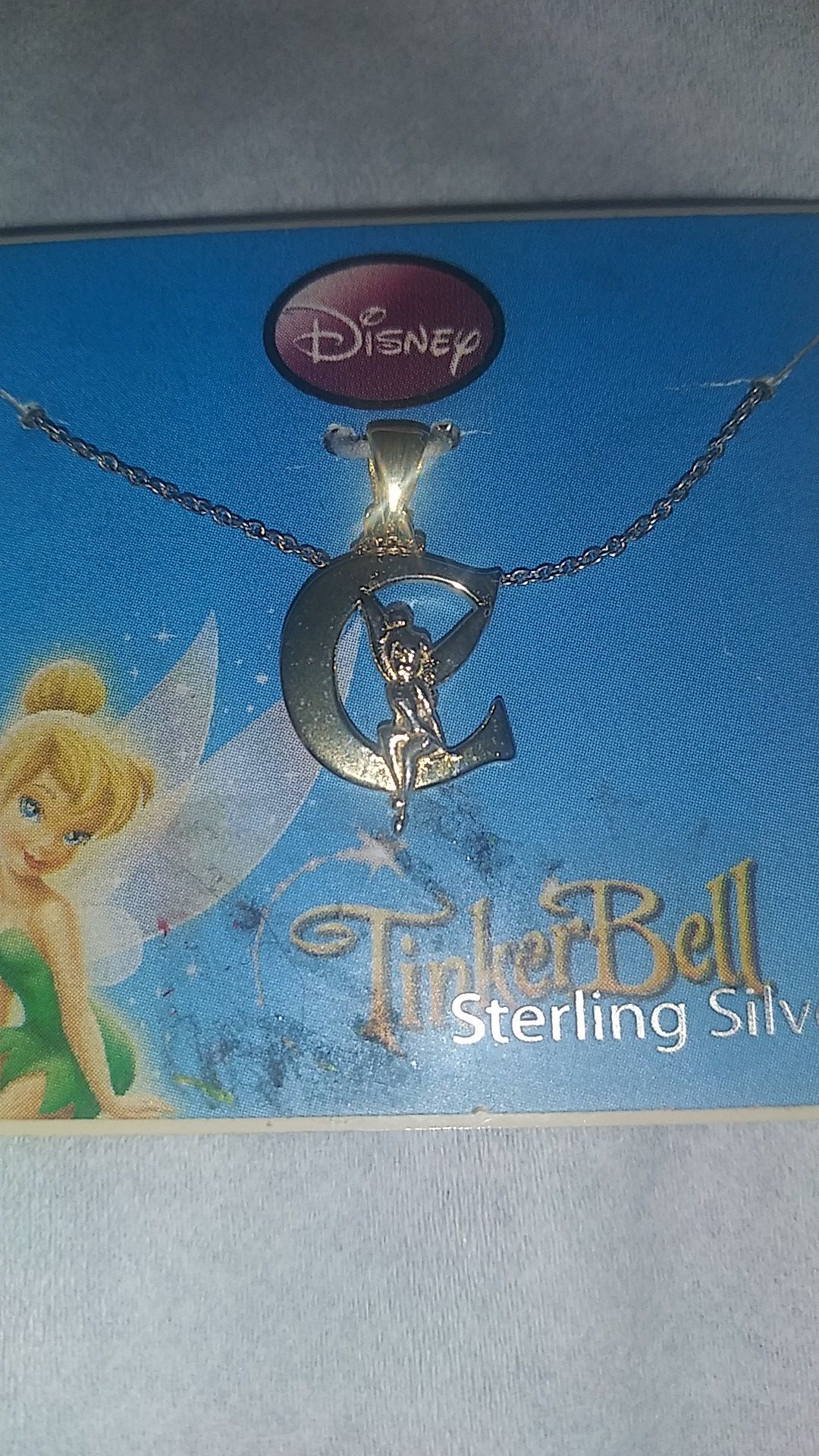 Brand new Tinkerbell sterling silver necklace