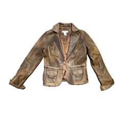 Women's Leather White House Black Market Distressed Jacket 