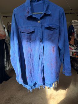 Fake blood Denim scary adult Halloween Costume sweater