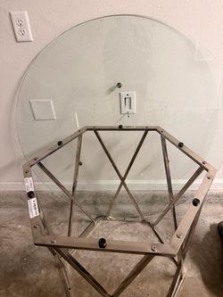 Ashley’s Glass top, Chrome dining table $60