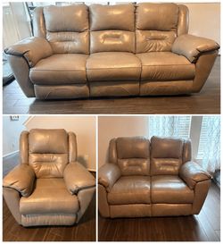 3-Piece Leather Reclining Sofa Set