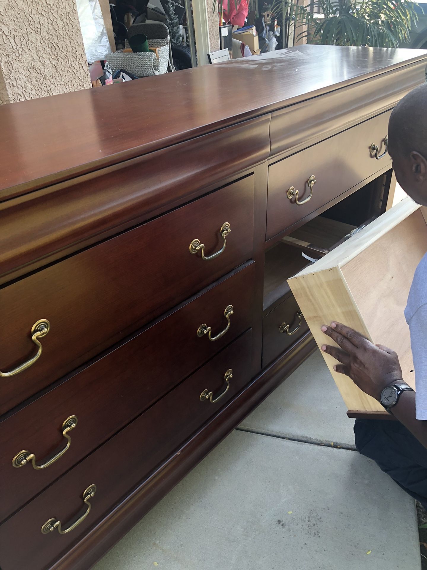 Six Drawer Cherry Veneer Dresser - Great Storage