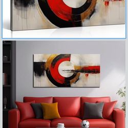 Abstract Canvas Wall Art for Living Room Black and Red Geometry Pictures Wall Decor for Bedroom Office Kitchen Canvas Prints 20x40 Inch
