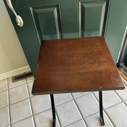 Wood Table With Metal Legs- 20 “ X 20”