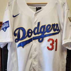LA Dodgers SCHERZER 31 with World Series Champions Patchs