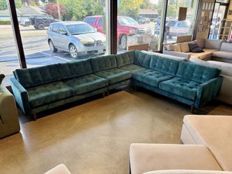 NEW! JOYBIRD Eliot 4Pc. L-Shaped Velvet Sectional - Royale Peacock