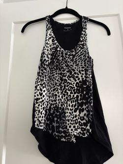 Express Women's Black & White Leopard Print Tank Top