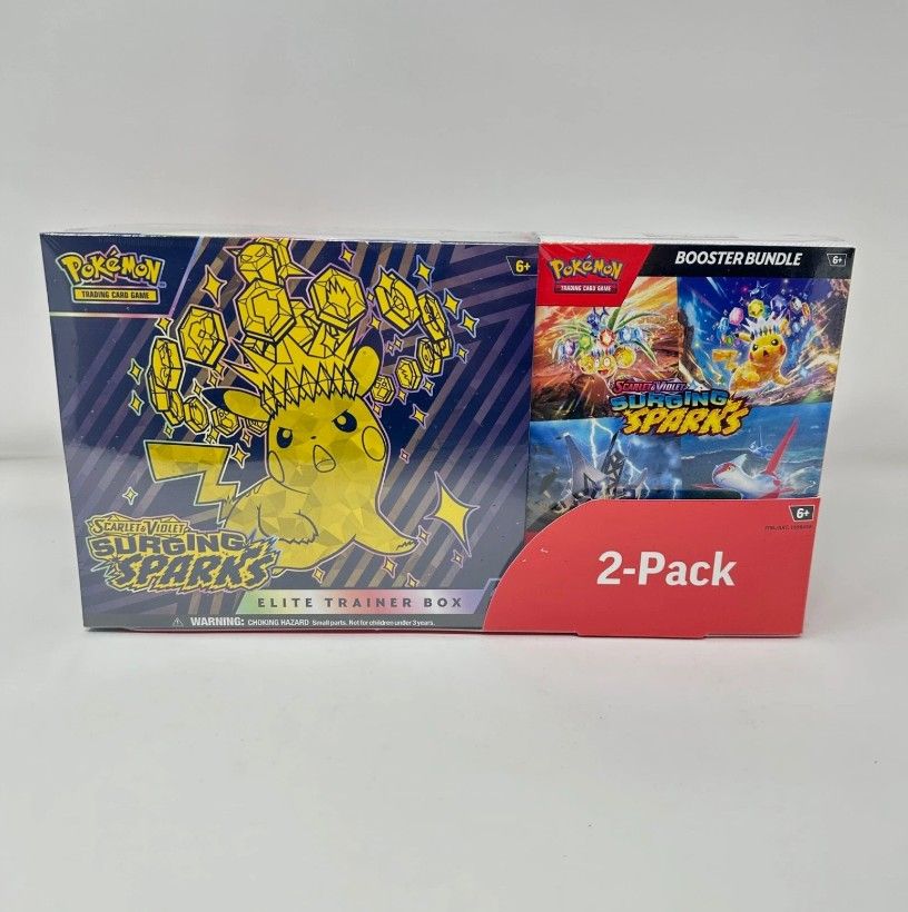 New Pokémon Surging Sparks ETB Elite Trainer Box + Booster Bundle Costco 2-Pack
