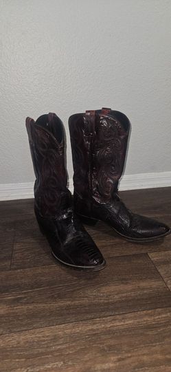 Dan Post Bellevue DP26629 Ostrich Leg Western Boots Black Cherry Mens 11 Used $120