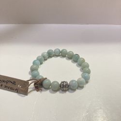 Chrysoprase Stretch Bracelet With Charm