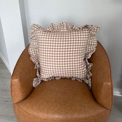 Brown Plaid Ruffle Pillows (set of 2) 