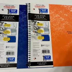 NEW Five Star Spiral Notebooks One Subject College Ruled