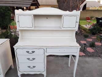 French Provincial Desk with Bookcase and Dresser
