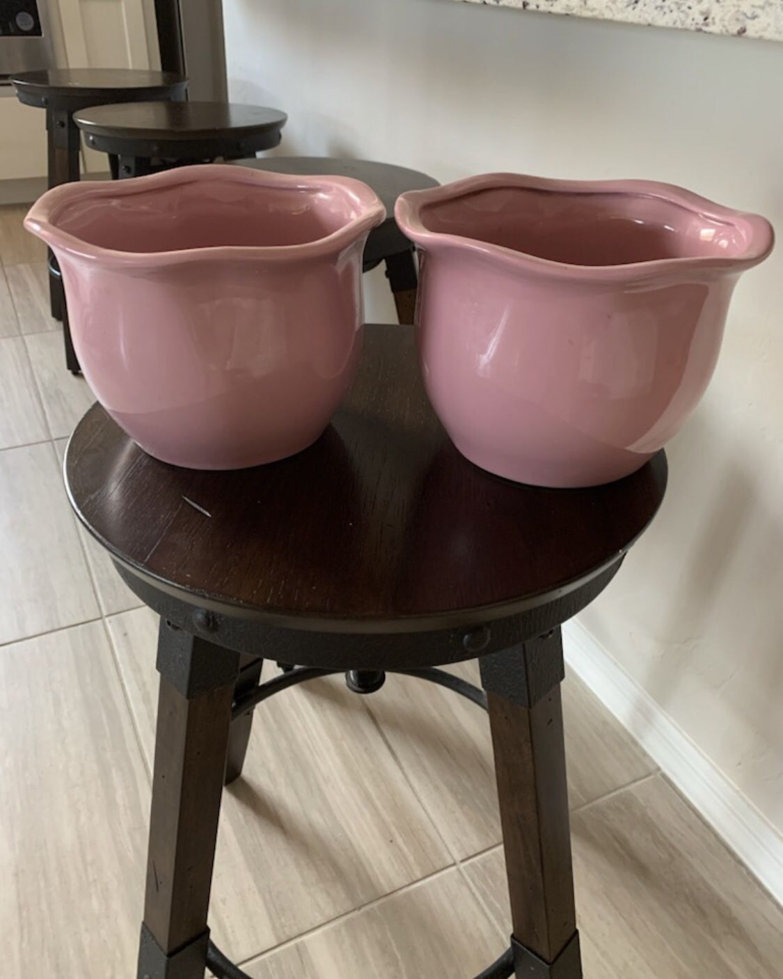 Set Of Two Pink Flower Pots