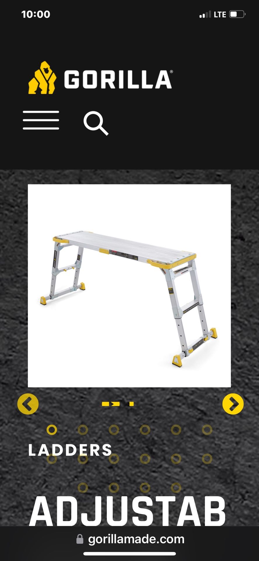 GORILLA LADDERS ADJUSTABLE PLATFORM