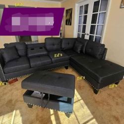 BRAND NEW 3PCS SECTIONAL SOFA SET WITH OTTOMAN AND ACCENT PILLOW INCLUDED $379