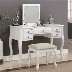 Brand New White Vanity+ Stool
