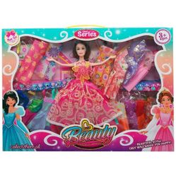 11.5" Brunette Doll with an Assortment of Spring and Glamorous Dresses Playset