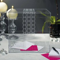 Clear Acrylic Wedding Card Box with Slot – Transparent Gift Card Holder for Wedding Reception, Bridal Shower, Engagement Party Modern Minimalist Card