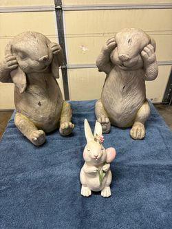 Resin Garden rabbits hear / see no evil
