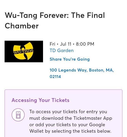 Wu-Tang TICKETS 