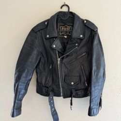 Vintage FIRST Genuine Leather Biker Jacket Men’s Size Small