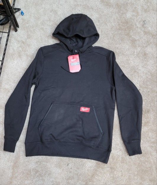 Men's Medium Black Midweight Cotton/Polyester Long-Sleeve Pullover Hoodie