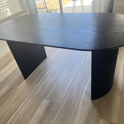 Modern Black Oval Dining Table 