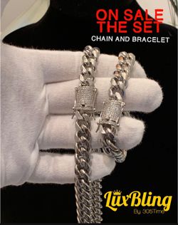 Chain And Bracelet Set ICE Clap Silver Plated Stainless steel