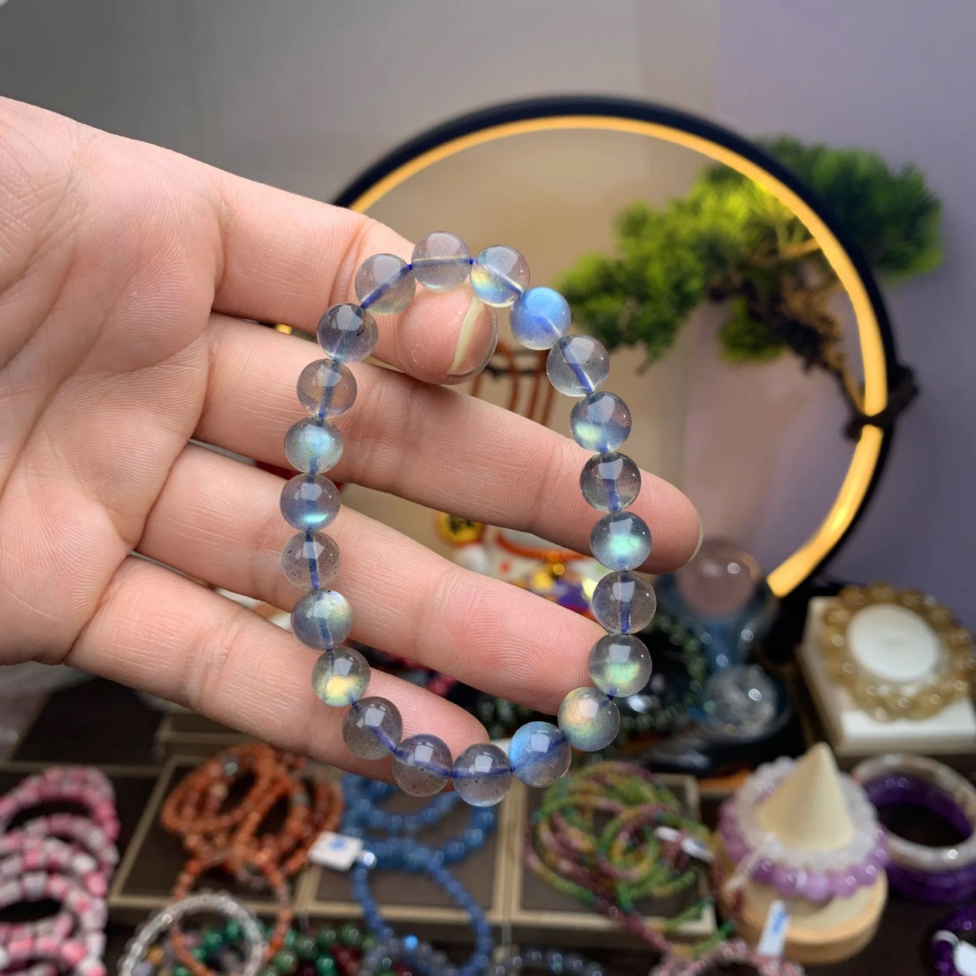 Natural Gray Moon Stone Bracelet