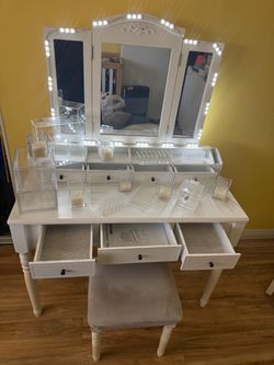 White Ornate Framed Vanity